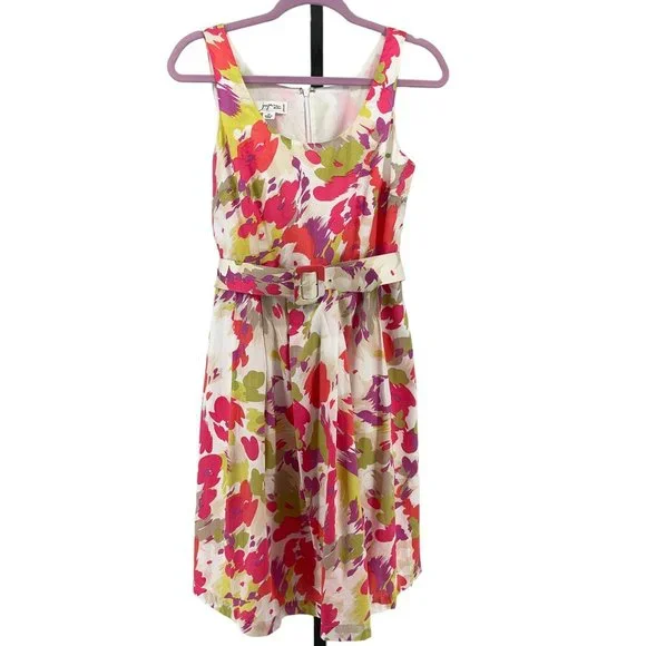Josephine Studio Floral Sleeveless Dress Womens 4 P Fit & Flare Scooped Cotton - Picture 3 of 7